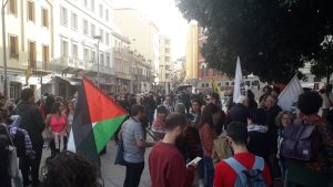 Manifestazione pro Palestina, contro Decreto Sicurezza, Cagliari, piazza Garibaldi.