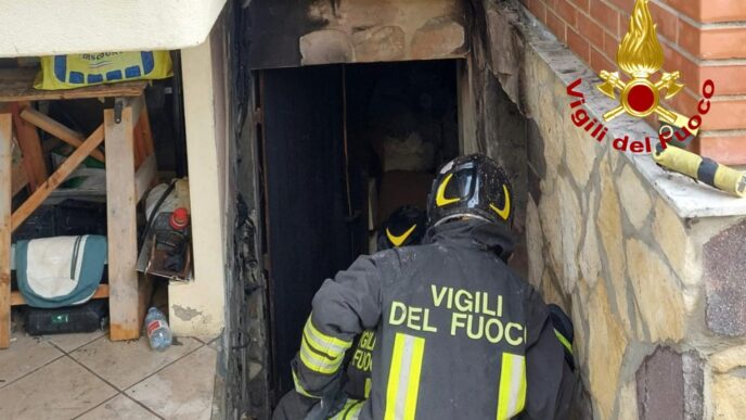 Incendio in una casa a Selargius
