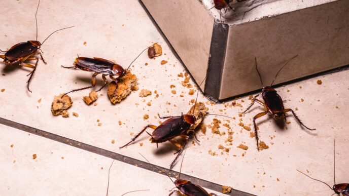Blatte in cucina e ristorante asiatico chiuso