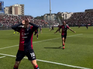 Nadir Zortea dopo il del dell'1 a 1 tra Cagliari e Udinese - Foto Cagliari Calcio