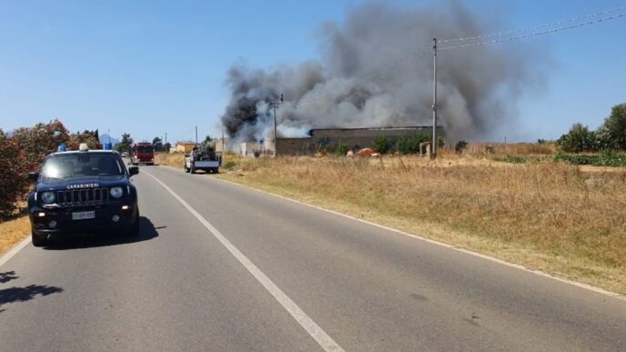Incendio a Villasor
