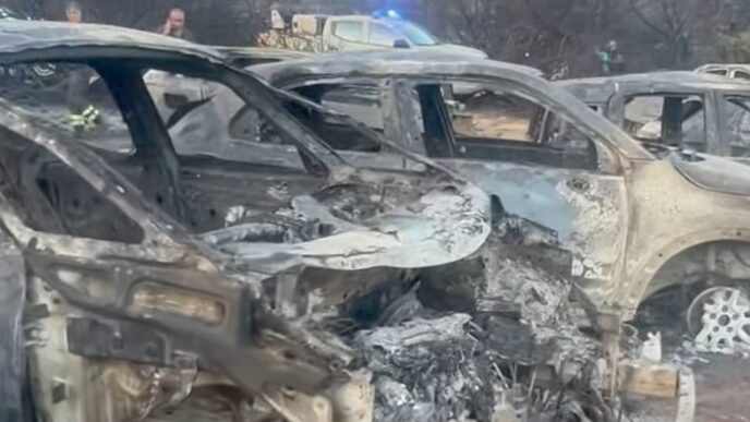 Auto carbonizzate a Punta Molentis
