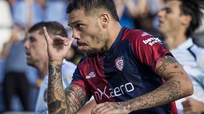 Gaetano dopo il gol - Foto Cagliari Calcio